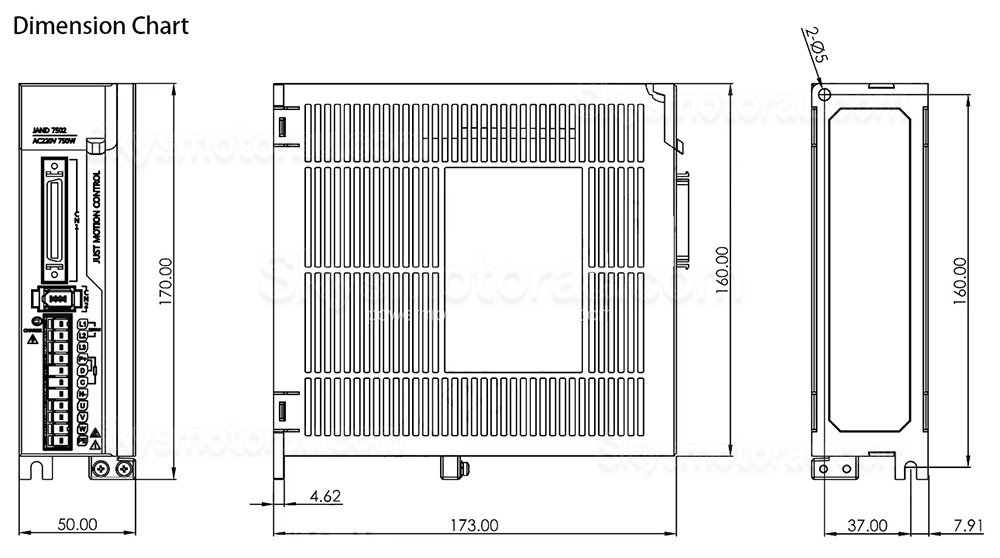 180V-240V 750W AC Servo Motor Driver JAND7502-20B-20B Single Phase 5.5A Built-in Braking Resistor